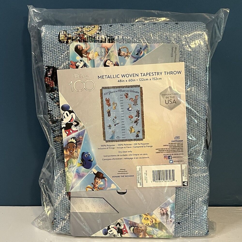 Disney 100 Metallic Woven Tapestry Throw L.E. Blanket Magical Timeline 48x60 NEW